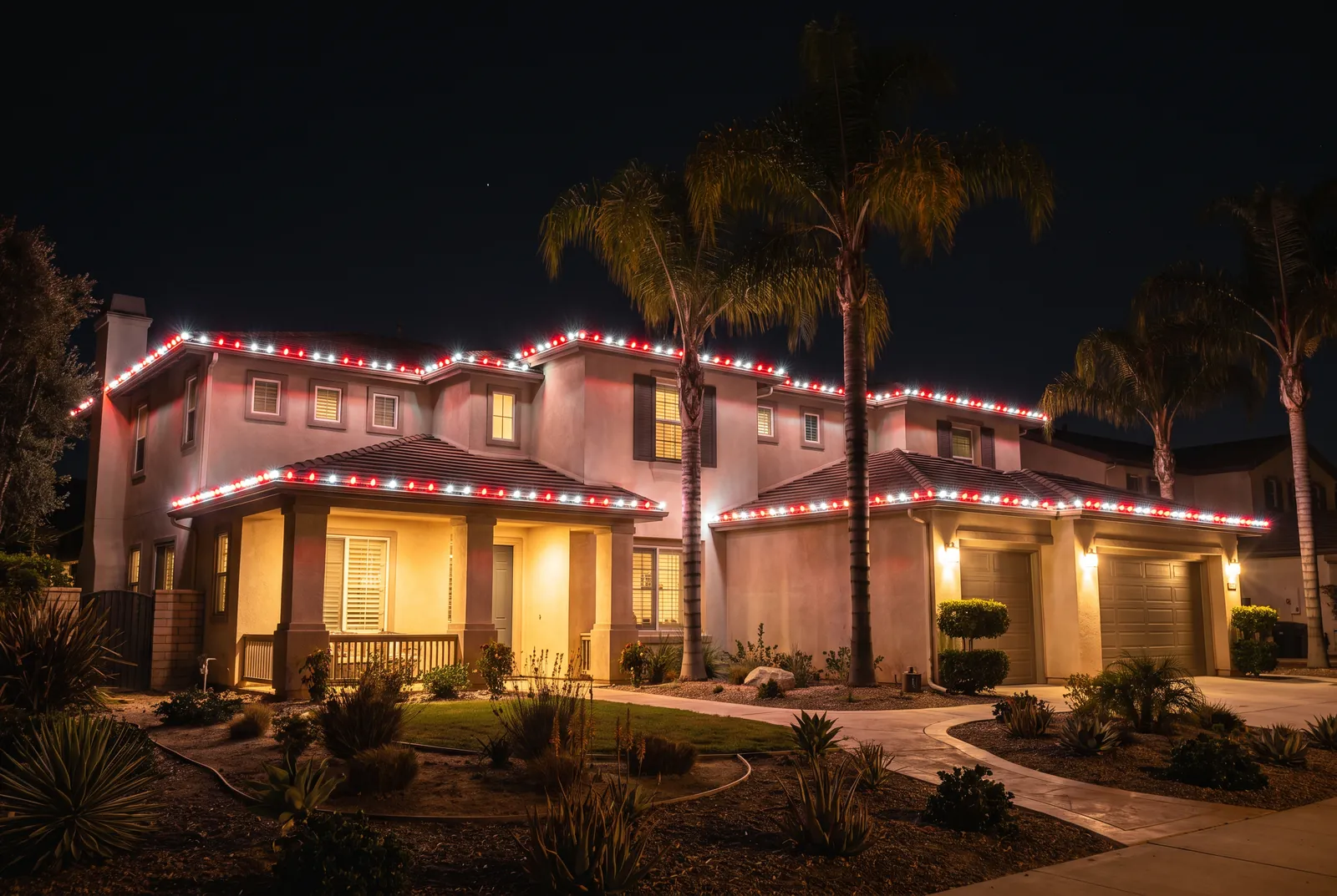 Illustrative red and white candy cane lighting